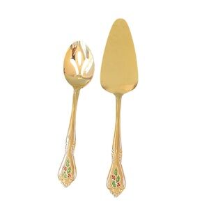 Holiday Holly Berry Serving Utensils Slotted Spoon and Cake Pie Server‎ NWOT
